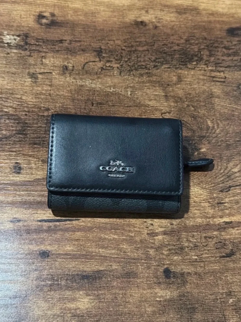 Coach Black Leather Compact Key & Card Holder